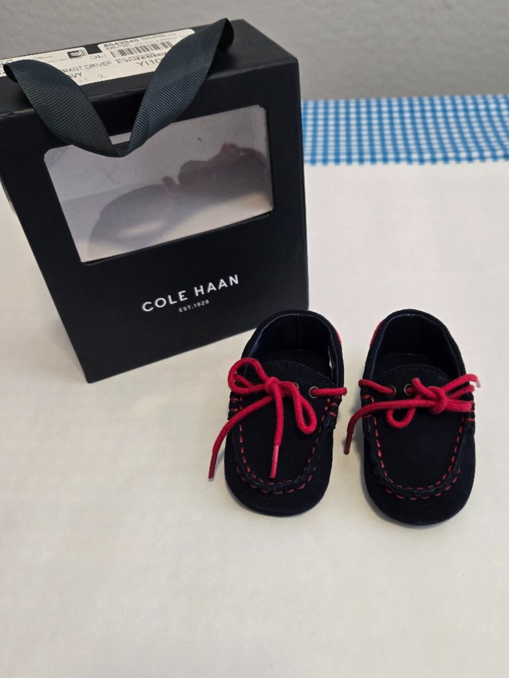 Cole Haan Infant Grant Driver Loafers Navy Blue Suede NIB Size 2